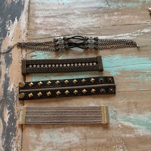 Three bracelets and one choker